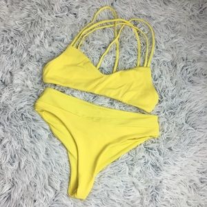 Ayra swim set - Yellow with HIGHWAISTED bottoms